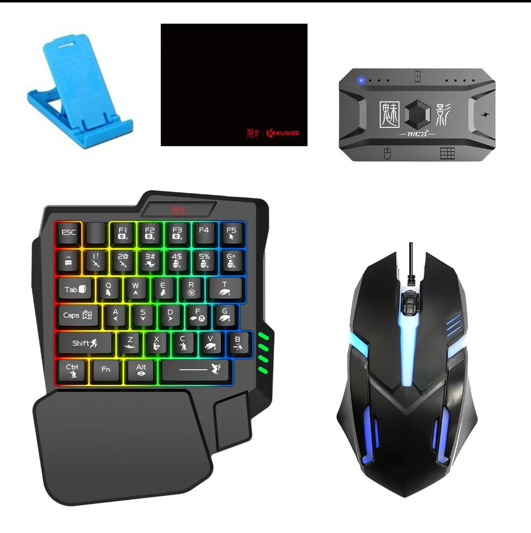 TechG Mobile Gaming RGB Keyboard & Mouse Converter Combo Support For Android & IOS PC Mobile Game Accessories